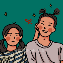 Japanese retro style hand-painted couple head portrait simple cartoon mobile phone wallpaper invitation design live photo customization