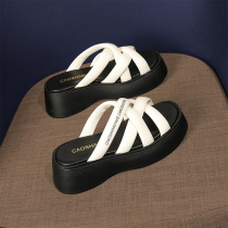 Vacation style~ beach shoes slippers female summer ins tide 2023 new model muffin thick bottom sandals fairy wind