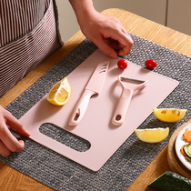  Household stainless steel fruit knife skin planer knife Melon and fruit knife Kitchen fruit cutting board baby food supplement board three-piece set