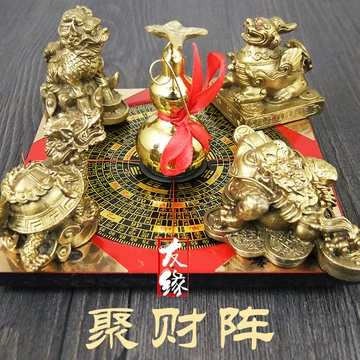 真鍮製麒麟聚寶盆 Φ9.8cm 風水縁起物 商売繁盛招福 玄関店舗インテリア