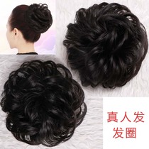 New wigs real Hairband high ball head flower women roll shape hair accessories natural plate hair flower bud rubber band fluffy