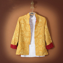 Double-faced Tang suit male youth Chinese style coat Guochao yellow mantle Chinese Hanfu middle-aged and elderly long-sleeved shirt