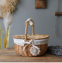 Pastoral series picnic basket Wicker handmade flower basket portable flower basket fruit basket gift storage basket
