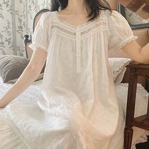 Japanese GP Sleeping Skirt Woman Short Sleeve Pure Cotton Summer Thin sleeping dress Sweet Princess All cotton can be worn outside the home