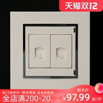 TJ TJ space-based switch Deqi series 86 socket two-position American double telephone ivory white socket customization