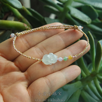 12 Zodiac Little Pig Hand Rope White Ice Three-dimensional Pig Hand Woven Hand Woven Hand Rope Myanmar Natural A Cargo Emerald