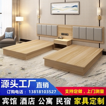Manufacturer Custom Guest House Special bed Hotel furniture Pearage single room Full accommodation apartment Single bed frame TV cabinet