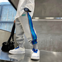 Boy Spring Clothing Side Strips Sports Pants 2022 New Children Loose Striped Bunches Casual Pants CUHK Scouts Pants