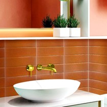 Retro texture ice crack tile long strip hand tile mosaic toilet wall brick orange poor wind restaurant brick