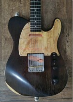 Custom-made tele style black walnut veneer
