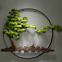 New Chinese style welcome pine round pendant living room wall decoration wrought iron wall decoration restaurant Zen wall hanging porch hanging