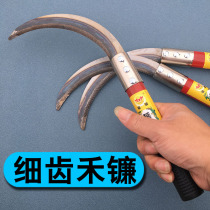 Harvesting rice sickle cutting knife long handle wide blade serrated sickle encryption fine tooth sickle knife weeding knife