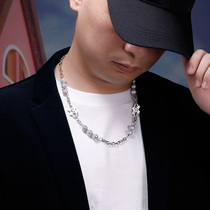Pearl stitching necklace male tide hip hop ins niche design sense personality Pikachu sweater accessories women pendant