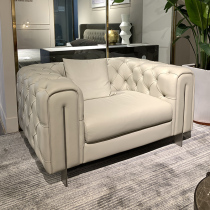 Single sofa light luxury Italian minimalist leather modern luxury model room small apartment living room fabric furniture customization