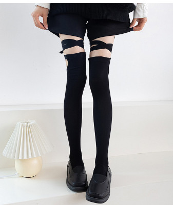 taobao agent Japanese belt, black socks, high boots, Lolita style, fitted