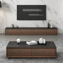 Italian minimalist imported rock board Marble TV cabinet Coffee table combination set Modern simple size apartment type Light luxury