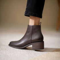 M L Monroe eye comfortable and fashionable ~ 2021 New British style leather thick with retro Martin single boots women