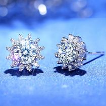 mo sang shi earrings Sun earrings 0 5 karat Mozambique Diamond 925 sterling silver earrings female chao shan luxury 18K gold