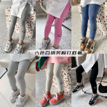 Children hit bottom pants 2022 Spring new girl baby Han version 100 lap elastic smiley face long pants for children in pants