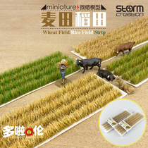  Rice field wheat field scene model grass 1 72 1 87 HO train sand table diy miniature landscape material High quality