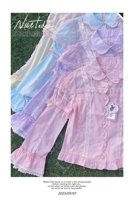 taobao agent Sakura Girl Sleeping/Shirt with stitching/Galot Rabbit lolita original pink