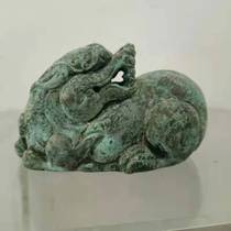 Antique bronze Shang Dynasty beast black paint ancient rust ornaments antique collection