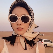 Desert Tourism Stripe Small Square Scarf Scarf Korean Headscarf Sunscreen Scarf Hair Band Women Joker Spring and Autumn