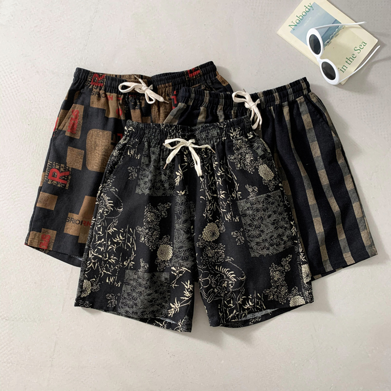 Flower shorts men's summer thin casual loose fitting oversized shorts, trendy brand oversized seaside sports five point beach pants