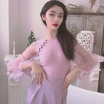 VV dance clothes Win bubble sleeve top jumpsuit modern dance practice full of fairy