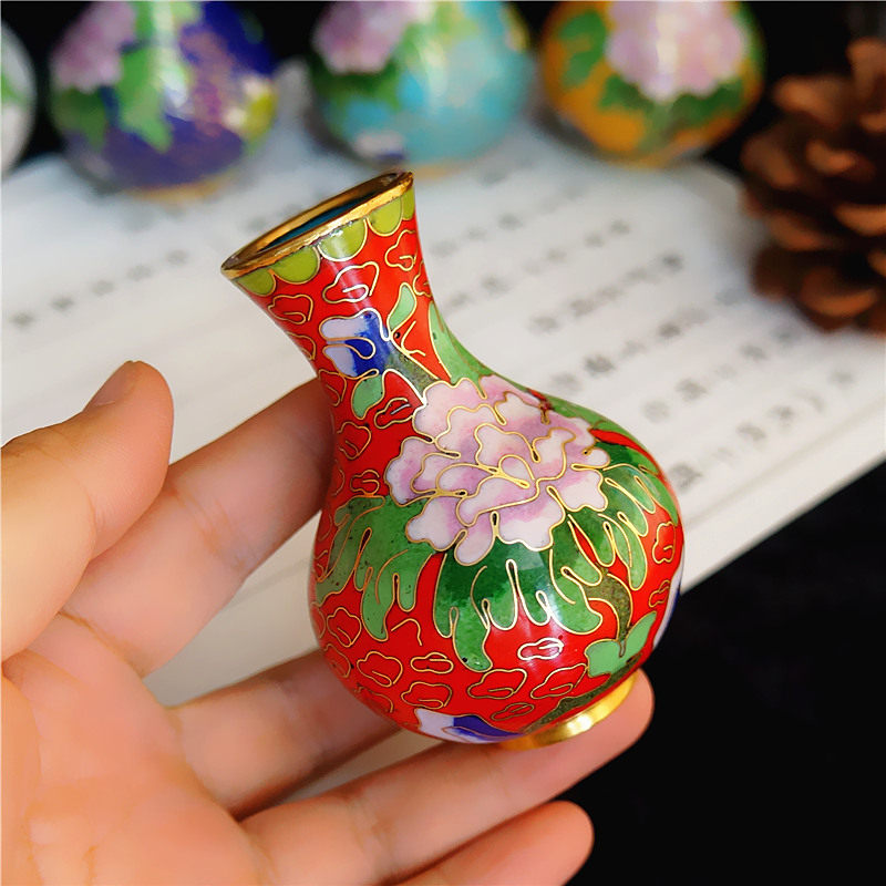 インテリア小物 中国美術 景泰藍（けいたいらん） 金獅子双耳 透かし