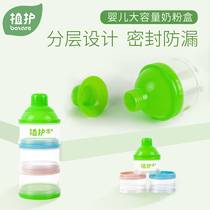 Plant care baby milk powder box sub-pack layered compartment portable out door sealed transparent carry-on large capacity