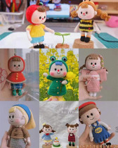 (639) crochet diagram multi-sister nine small only a full set of illustrations handmade wool DIY doll diagram