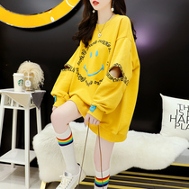 Pregnant womens autumn coat fashion large size loose spring and autumn long clothes out tide mother belly does not show