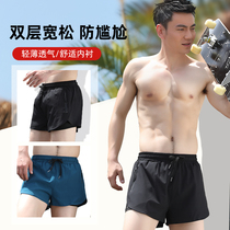 Swimming trunks Mens anti-embarrassment loose quick-drying swimming trunks Boxer swimsuit set Beach shorts Hot spring swimming equipment