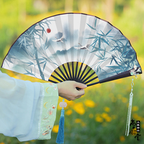 Hanfu fan folding fan double face male style Ancient Wind Nine Inch Folding Fan China Wind Ancient Dress Fan fan Summer Bamboo fan