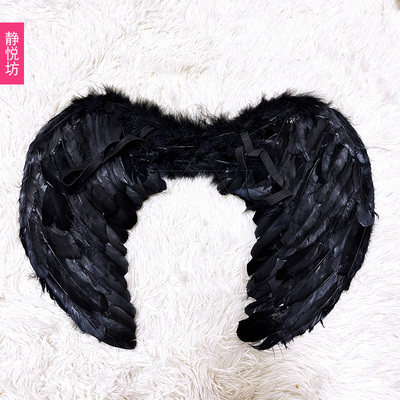 taobao agent Black angel wings for adults, props heart shaped, cosplay, halloween