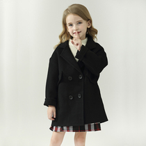 Girl Bifacial Cashmere Big Coat Boy 2021 Autumn Winter New Korean version in Korean version Long Coat Child Fur Coats
