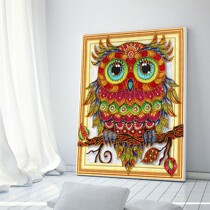 European cartoon Diamond painting cute pet owl alien full post modern living room bedroom hanging picture crystal shaped diamond