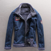 Out of season plush plush suede imitation lamb fur fur jacket for men Korean slimming fur one motorcycle jacket
