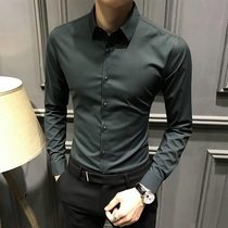 Spring and Autumn Mens Embroidered Long Sleeve Shirt Korean 2021 New Premium Casual Shirt Tide Slim Business Top Inch