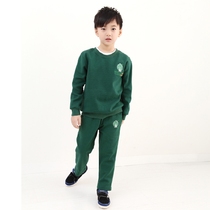 Spring and autumn childrens home kindergarten clothing cotton dark green school uniform autumn and winter teacher clothing class suit spot