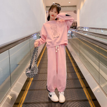 Girl Spring Clothing Suit 2022 New Internet Red Ocean Korean Version Trendy Great Children Clothes Spring Autumn Children Clothes Two Sets