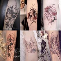 (30 photos) tattoo stickers waterproof female durable Dark Flower arms Japanese Ukiyo-e geisha ins Wind