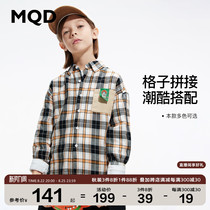 MQD Boy Clothing Boy Plaid Shirt 2022 Fall New Casual Card Its Letter Pattern Child Blouse Boy