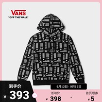 Vans Vans official black Trend Full of pirate skeleton element womens hooded sweater