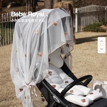  South Korea ins baby stroller mosquito net summer out universal baby embroidery gauze anti-mosquito curtain breathable full cover type