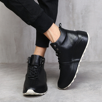 Genuine Leather Men Shoes High Bunch Shoes Wave Shoes Winter Short Boots Trendy Thick Bottoms Sports Casual Shoes Subeuropean Standing Add and warm