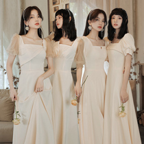 Champagne bridesmaid long 2021 new summer sister group host dress dress can be worn daily
