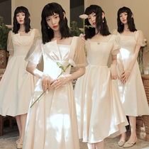 Champagne bridesmaid dress 2021 new summer sister group host dress female dress light color can be worn daily