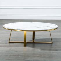 Nordic office marble round tea table brief modern gold iron art light extravagant and small family tea table combinations